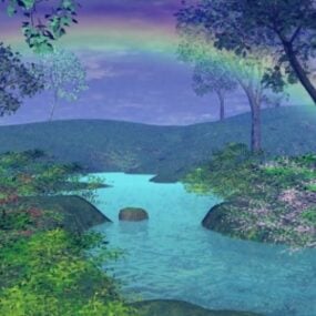 River Forest Rainbow Landscape 3d-model