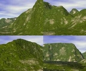 녹색 산 하늘 지형 풍경 3d 모델
