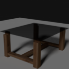 Tavolo in vetro nero con struttura in legno