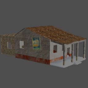 Modello 3d del tetto in argilla della costruzione di una casa di campagna