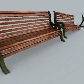 Park Bench Wood Chair Set 3d model