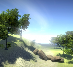 Modelo 3d de paisaje realista de bosque de árboles