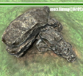Rock Stone On Grass 3d-model