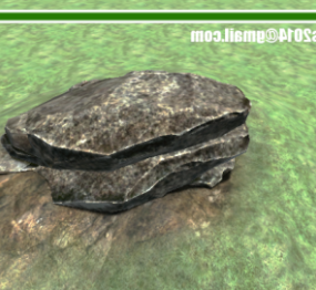 घास पर बड़ा पत्थर 3डी मॉडल