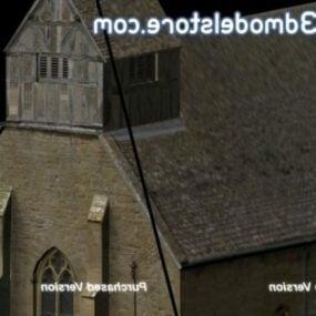 Středověký kostel starověké budovy 3D model
