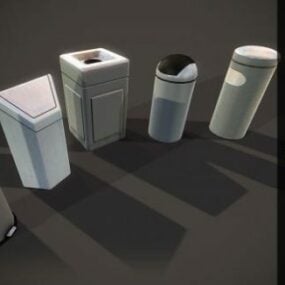 Various Trash Bin Set 3d model