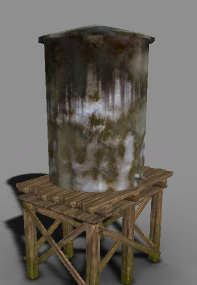 3д модель водонапорной башни в деревенском стиле с держателем