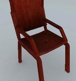 Old Simple Wooden Chair 3d model
