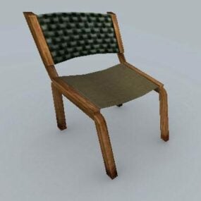 Modelo 3d de cadeira de tecido de madeira