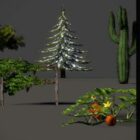Kaktus Dan Semak Pokok Pine Salji