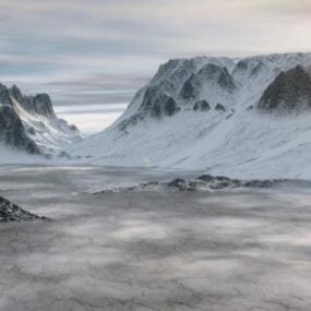 얼어붙은 눈 산 풍경 3d 모델
