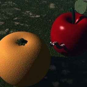 Fruta Manzana Naranja Modelo 3d