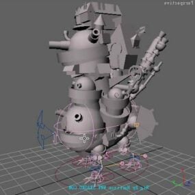 Animated Moving Castle Rigged 3d model