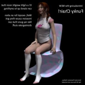 3D модель персонажа девушки с забавным стулом
