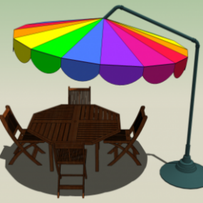 Meble ogrodowe z parasolem wspornikowym Model 3D