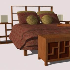 Modernism Bed Bedroom Suite 3d model