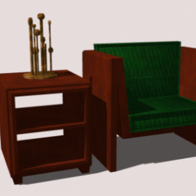 Waiting Furniture Chair With Table 3d model