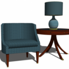 Table de chaise de meubles avec lampe