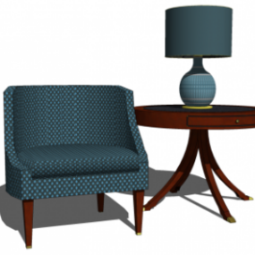 Furniture Chair Table With Lamp 3d model