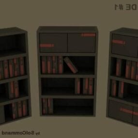 Möbel-Bücherregal mit Bücherstapel 3D-Modell