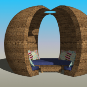 3д модель уличной мебели с сиденьем из ротанга