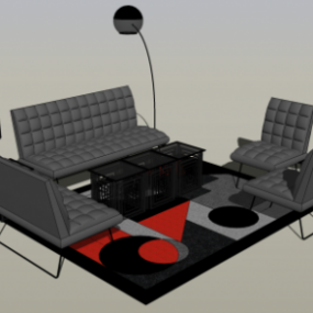 リビングルームのソファチェアタフテッド3Dモデル