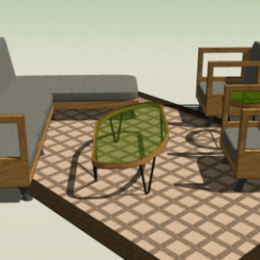 أثاث غرفة المعيشة أريكة الجدول نموذج 3D
