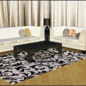 Furniture Living Room Table Sofa Set 3d model