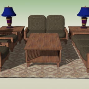 Living Room Contemporary Furniture 3d model