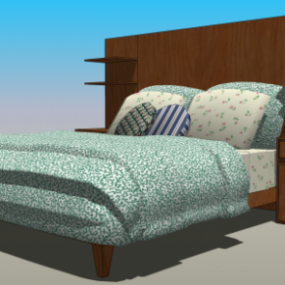 Bettmöbel mit Nachttischen 3D-Modell
