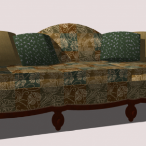 Vintage καναπές με έπιπλα μαξιλαριού τρισδιάστατο μοντέλο