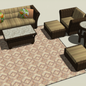 Wicker Sofa Set Furniture 3d model