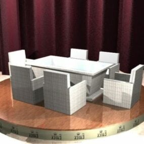 Hvite spisestuemøbler 3d-modell