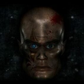 Modello 3d del personaggio del robot del volto di gioco