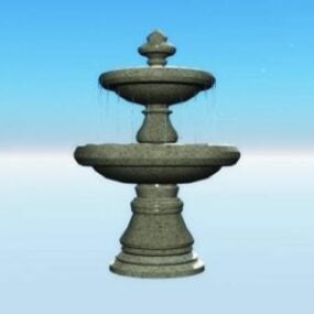 Garden Fountain With Water 3d model
