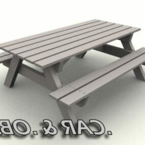 Garden Table With Bench 3d model