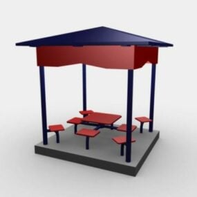 Pavillon mit Sitzbank 3D-Modell
