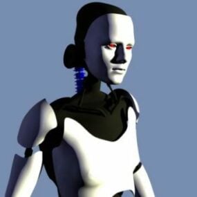 Modello 3d del personaggio futuristico del robot della ragazza