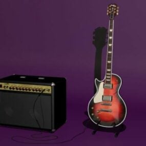 Gibson elektrische gitaar met versterker 3D-model