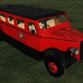 Model 3D czerwonego autobusu pasażerskiego
