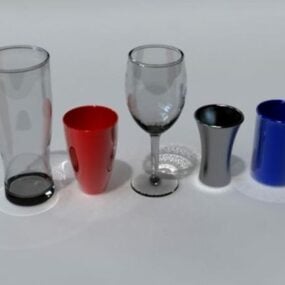 3d модель набору кольорових скляних чашок