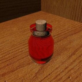 Glass Kitchen Bottle With Liquid 3d model