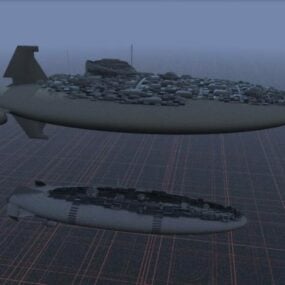 ゴリアテの未来的な宇宙船 3D モデル