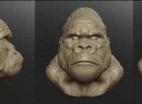 3д модель скульптуры бюста животного гориллы