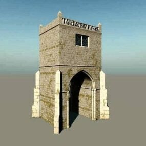 Çin Kapısı Çit Ahşap Tarzı 3D model
