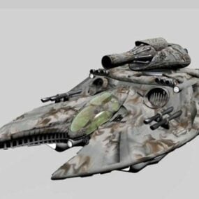Lowpoly 3д модель научно-фантастического танка с броней