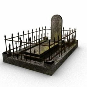 Kamenný hrob s plotem 3D model