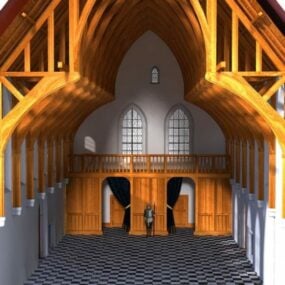 教会の大ホールの内部3Dモデル