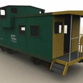 Green Train Caboose 3d-model