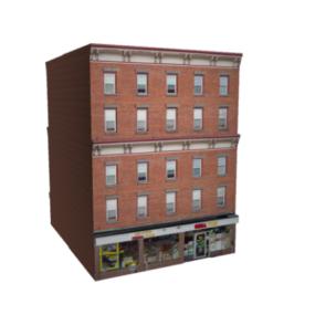 店舗の建物のレンガのファサード3Dモデル
